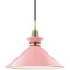 Kiki 1 Light 18 inch Aged Brass Pendant Ceiling Light in Pink Metal