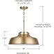 Oakwood 1 Light 18 inch Aged Brass Pendant Ceiling Light