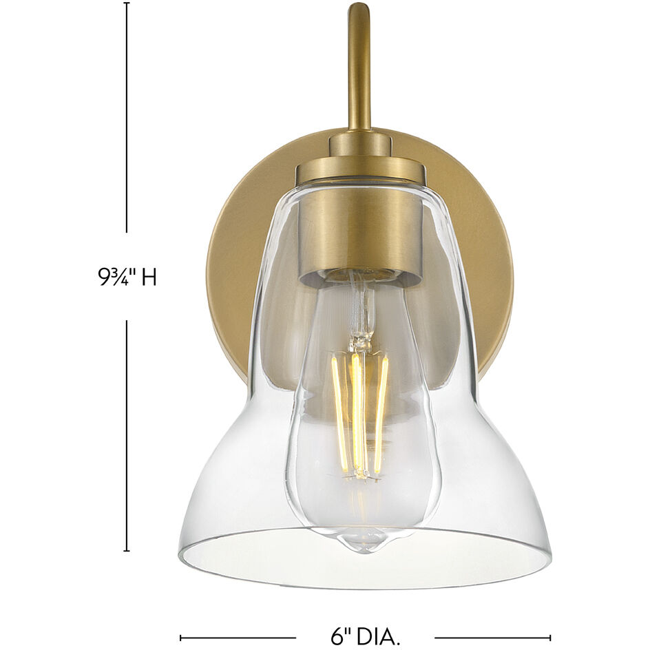 Vera LED 8 inch Lacquered Brass Bath Light Wall Light