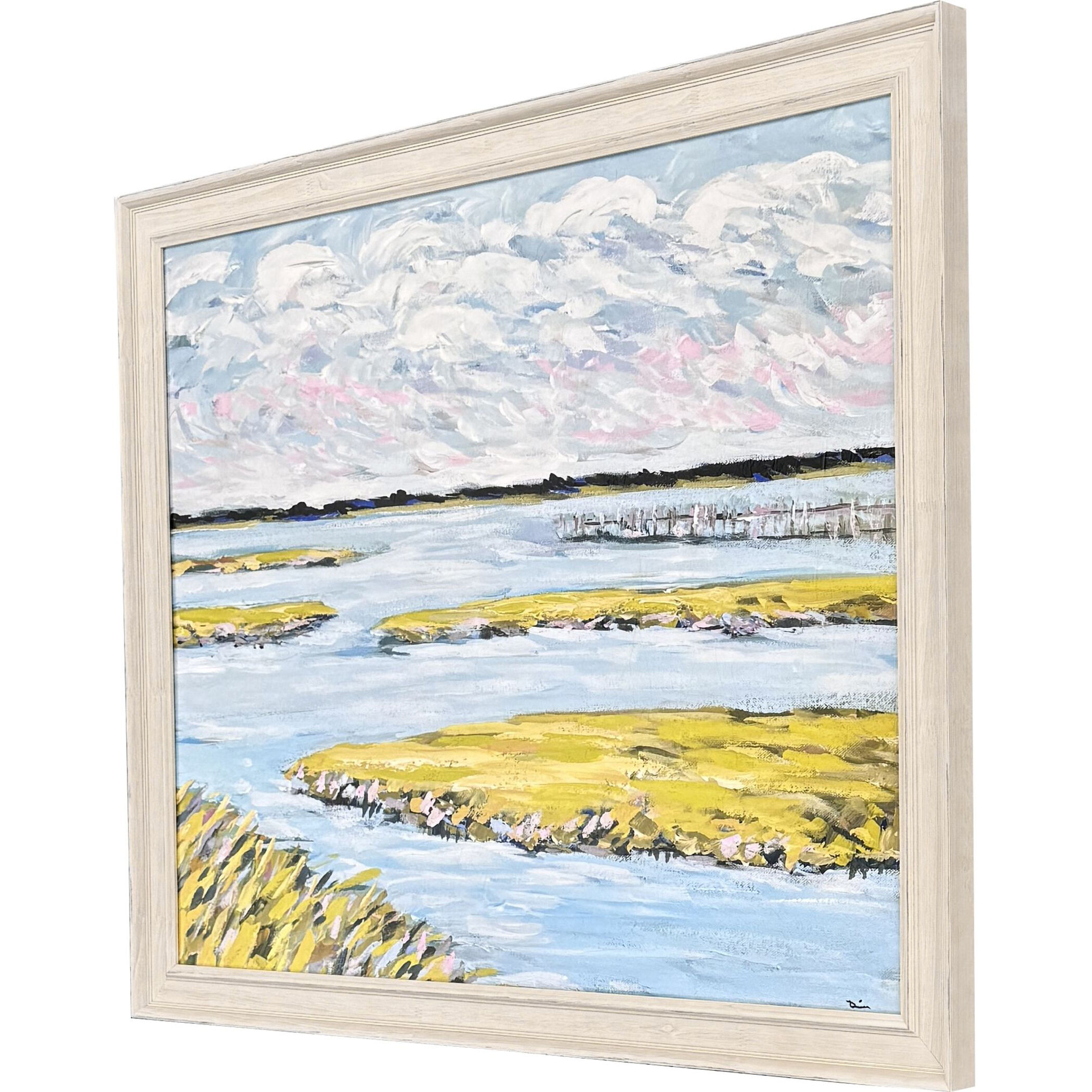 Marsh Day Blue and Green and Multi and Pink Framed Art