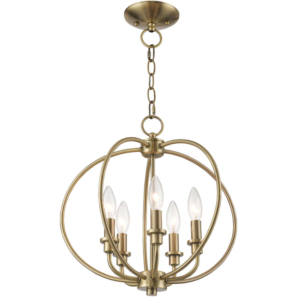 Milania 5 Light 16 inch Antique Brass Convertible Mini Chandelier/Ceiling Mount Ceiling Light