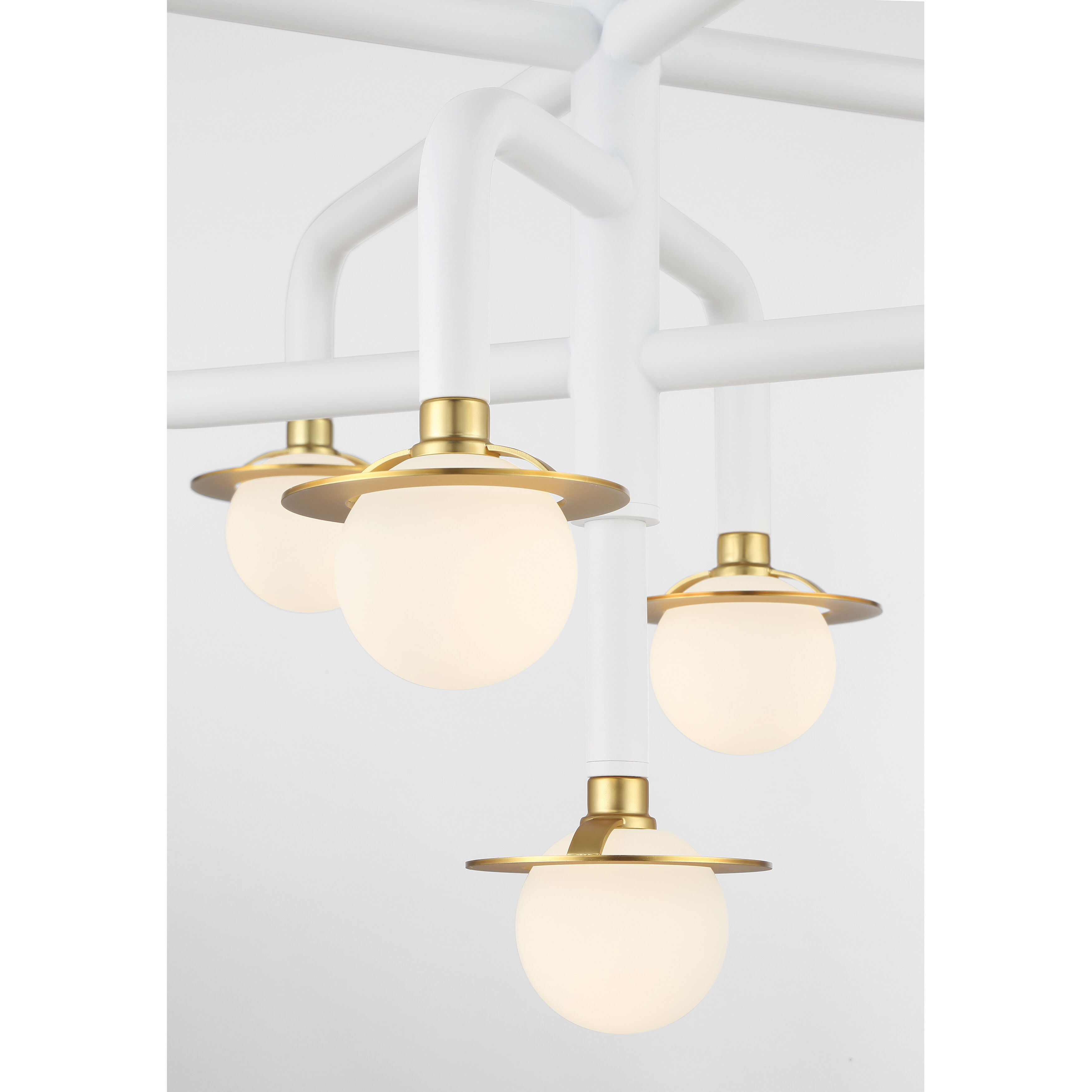 Tubular LED 29.38 inch Matte White W/Honey Gold Chandelier Ceiling Light