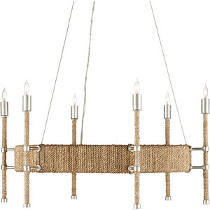 Monzie 6 Light 30.25 inch Contemporary Silver Leaf/Natural Chandelier Ceiling Light