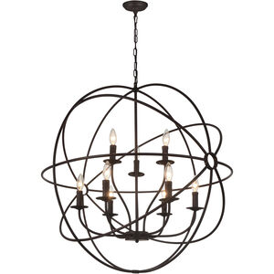 Arza 9 Light 32 inch Brown Up Chandelier Ceiling Light
