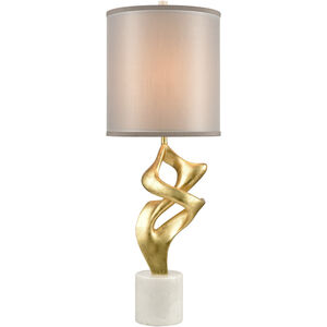 Raelle 34 inch 150.00 watt Gold Leaf with White Table Lamp Portable Light