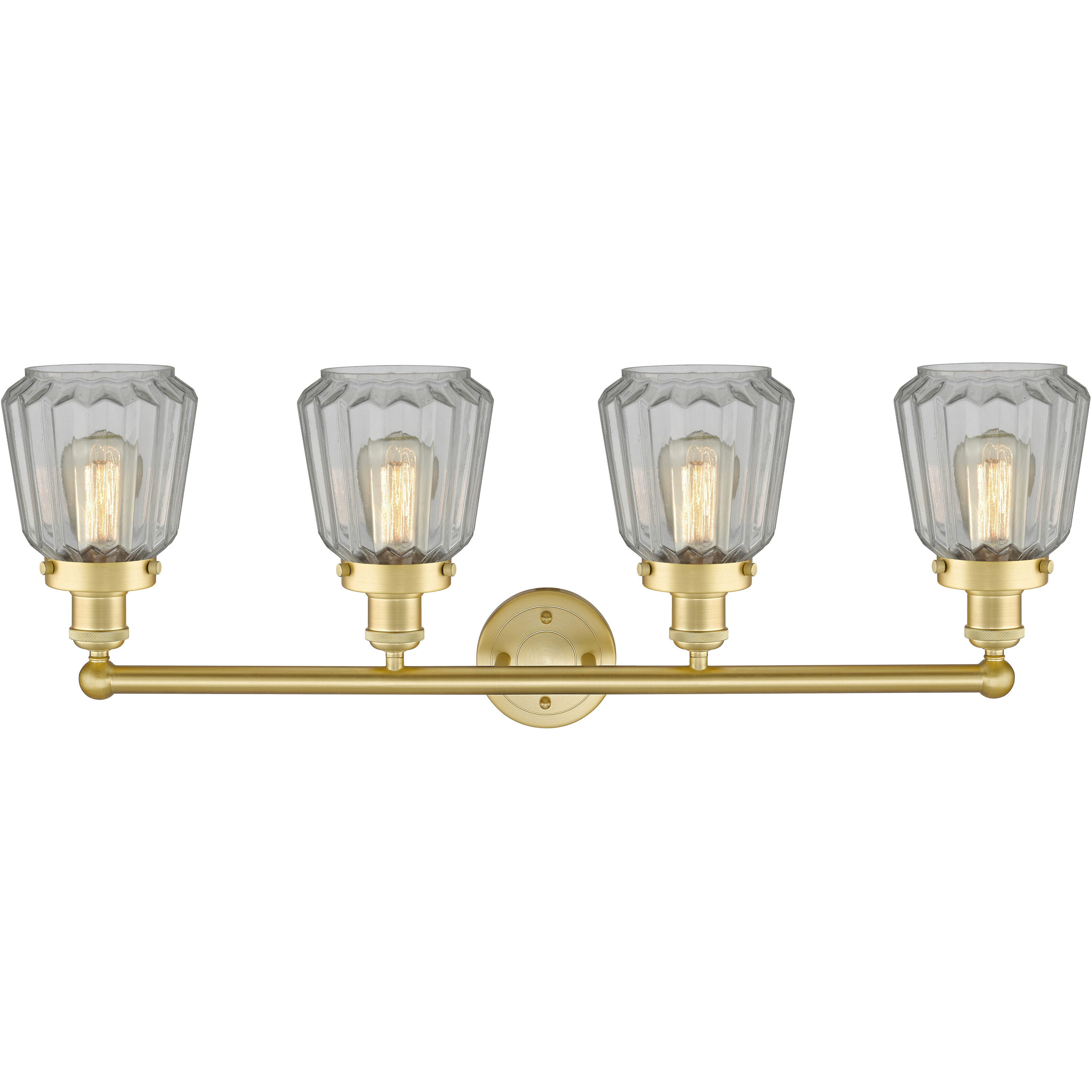 Chatham 4 Light 33.5 inch Satin Gold Bath Vanity Light Wall Light in Clear Glass