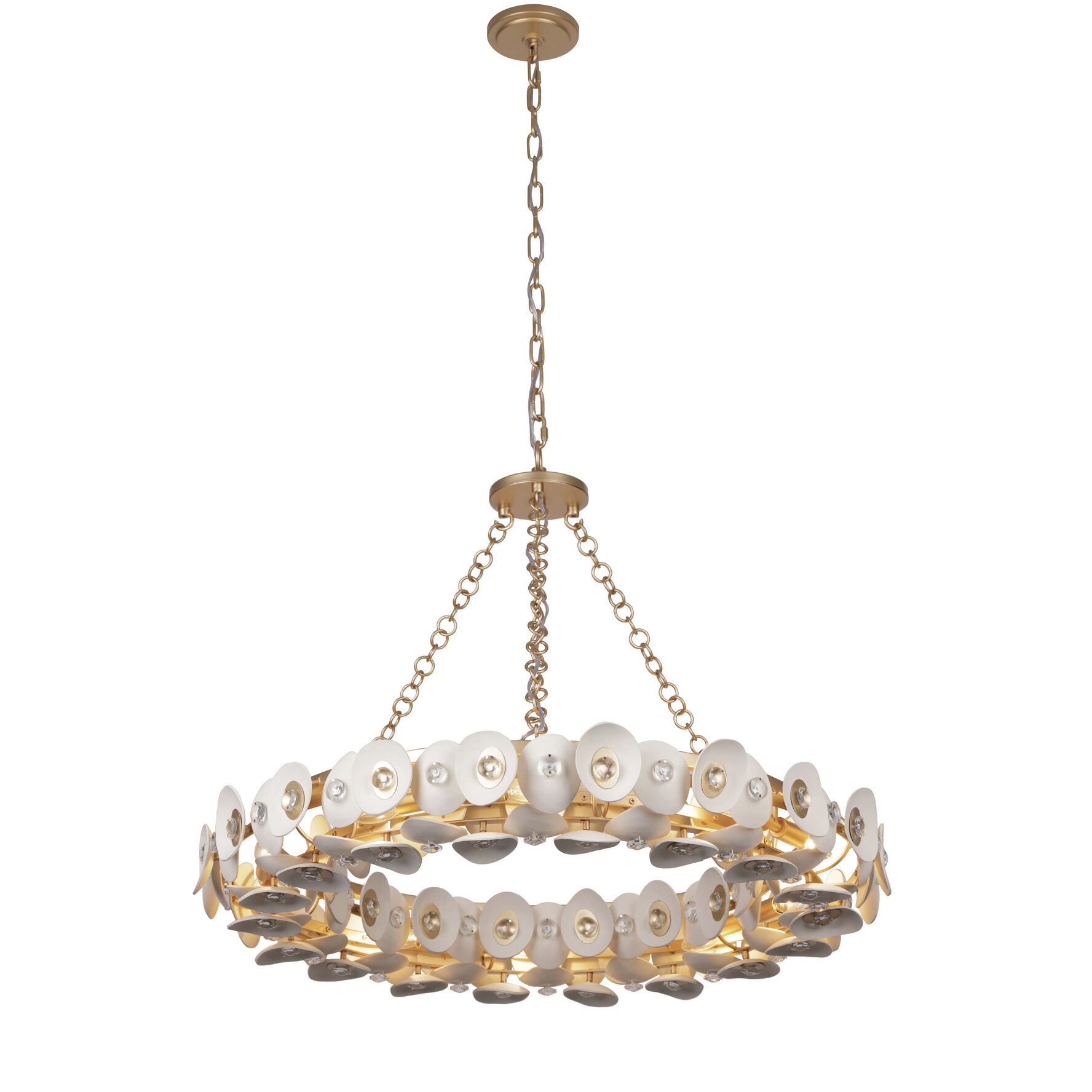 Niu 10 Light 34.5 inch Coconut Shell Gold / Coconut Shell White Pendant Ceiling Light