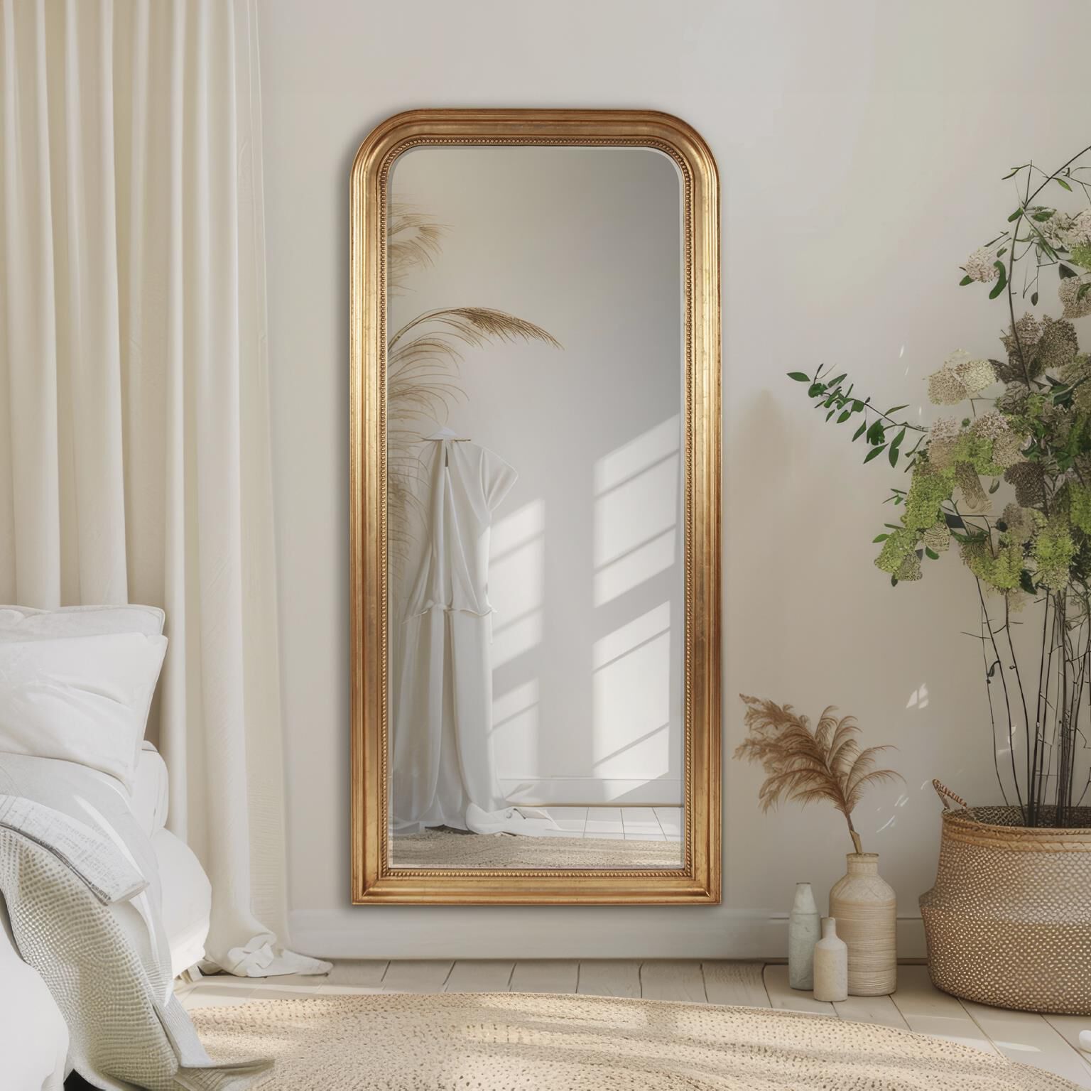 French Philippe 78 X 36 inch Antique Gold Leaf Mirror