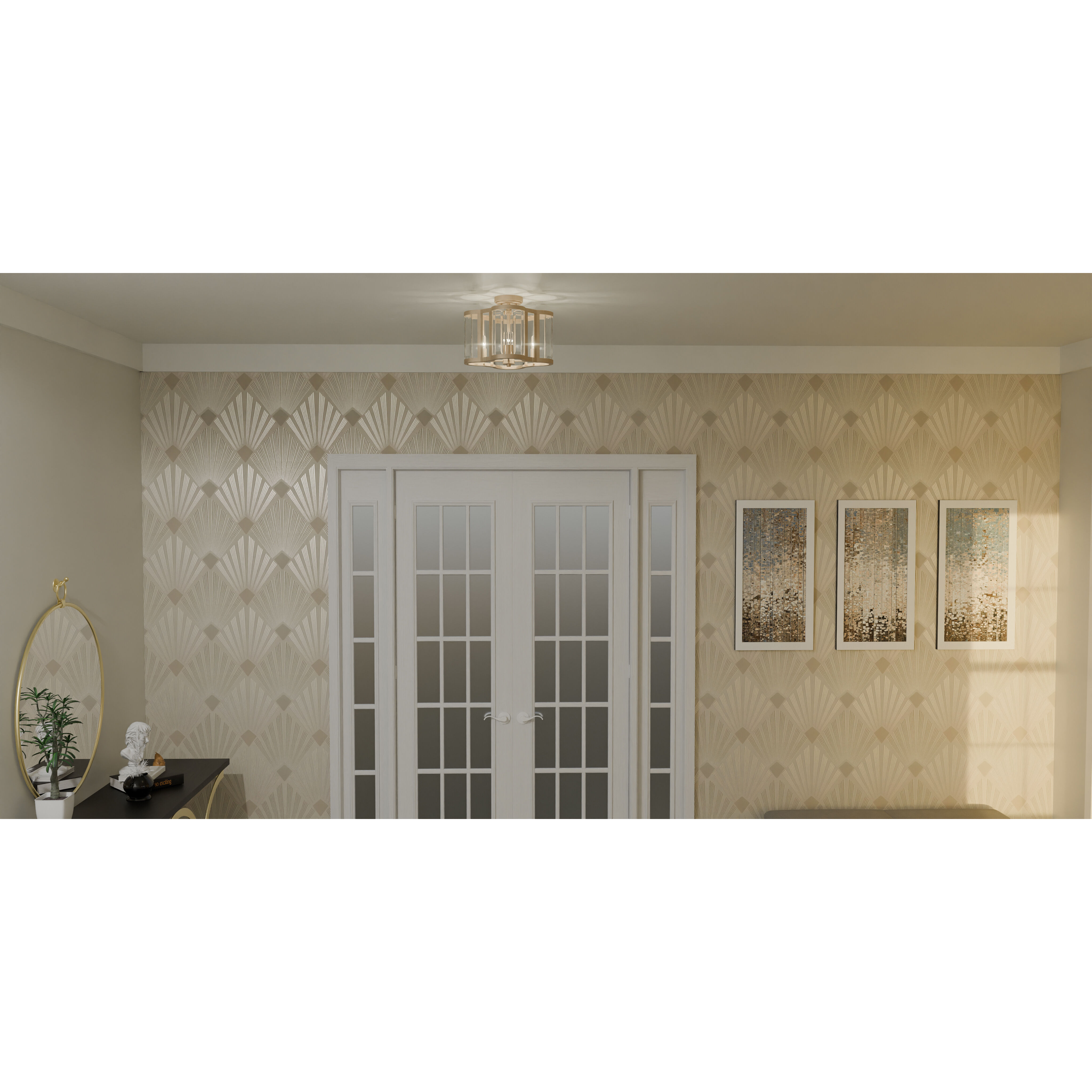 Renee 4 Light 15 inch Bronze Gold Semi-Flush Mount Ceiling Light