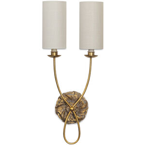 Domonique 2 Light 11.75 inch Antique Gold Sconce Wall Light