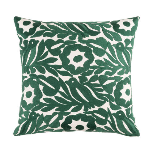 Pallavi 22 X 22 inch Cream and Dark Green Throw Pillow