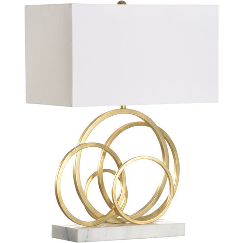 Rings 18.75 inch 100.00 watt Gold and White/Cream Table Lamp Portable Light