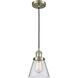 Franklin Restoration Cone LED 6 inch Antique Brass Mini Pendant Ceiling Light in Clear, Franklin Restoration