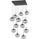 Nova LED LED Matte Black Chandelier Ceiling Light, Square Multi-Port