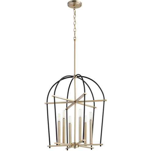 Espy 6 Light 3 inch Noir and Aged Brass Entry Pendant Ceiling Light