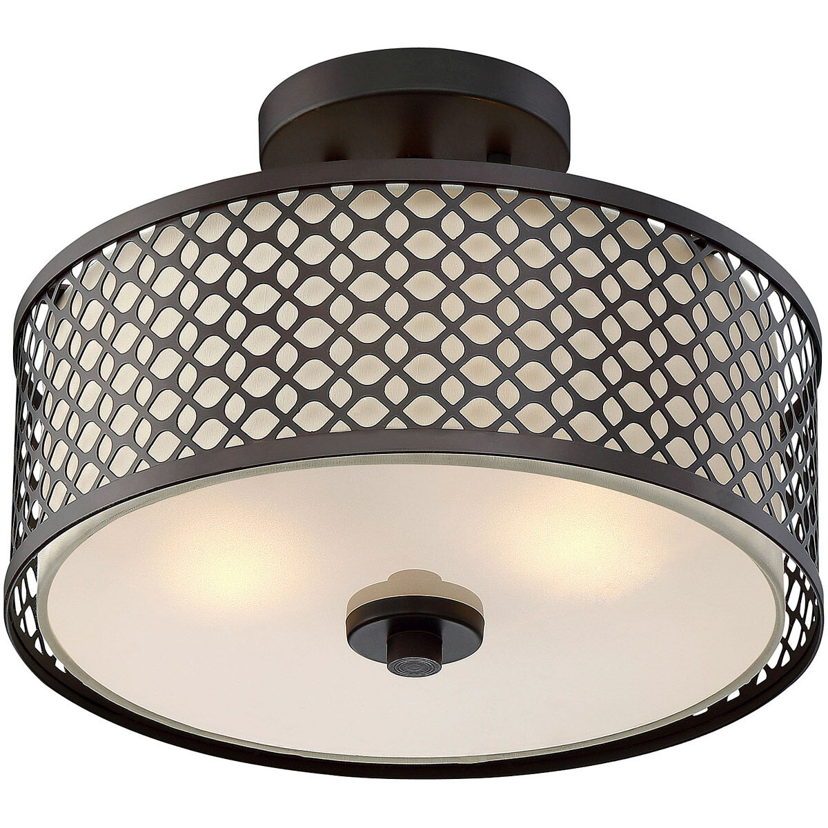 Modern 2 Light 13 inch Oil Rubbed Bronze Semi-Flush Ceiling Light