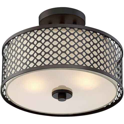 Modern 2 Light 13 inch Oil Rubbed Bronze Semi-Flush Ceiling Light