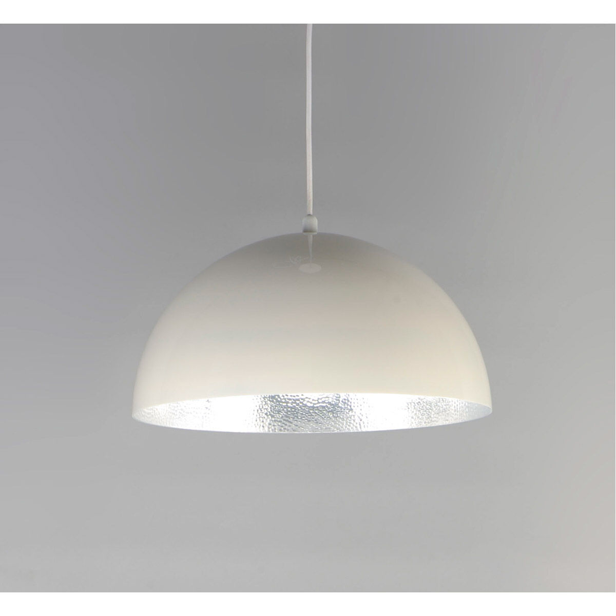 Hemisphere LED 14 inch Gloss White and Aluminum Single Pendant Ceiling Light