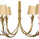 River Reed 6 Light 41 inch Antique Gold Leaf Chandelier Ceiling Light in Rattan Shade, Small