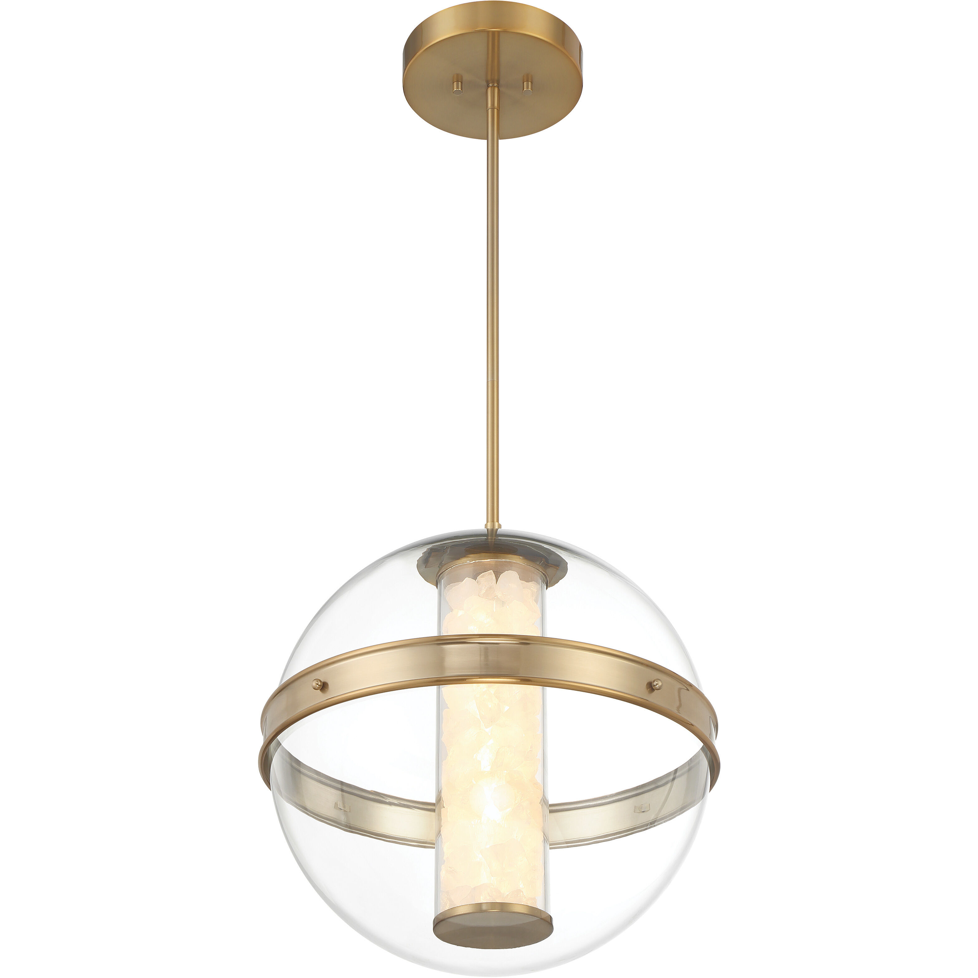 Divinely LED 16.75 inch Celeste Brass Pendant Ceiling Light