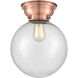 Aditi X-Large Beacon 1 Light 10 inch Antique Copper Flush Mount Ceiling Light in Seedy Glass, Aditi