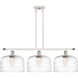 Ballston Bell 3 Light 36 inch White and Polished Chrome Island Light Ceiling Light