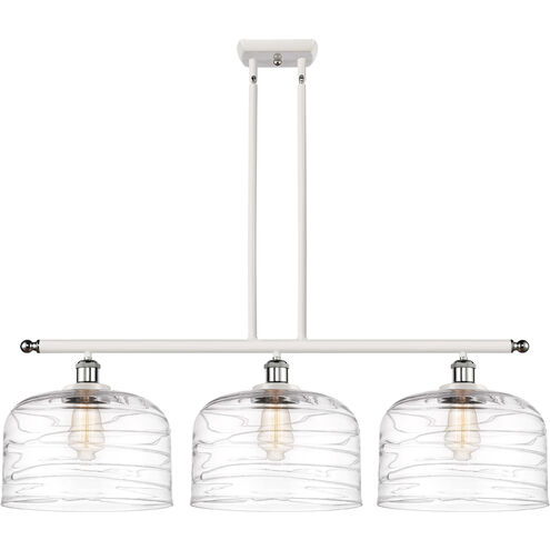 Ballston Bell LED 36 inch Brushed Satin Nickel Island Light Ceiling Light in Clear Deco Swirl Glass
