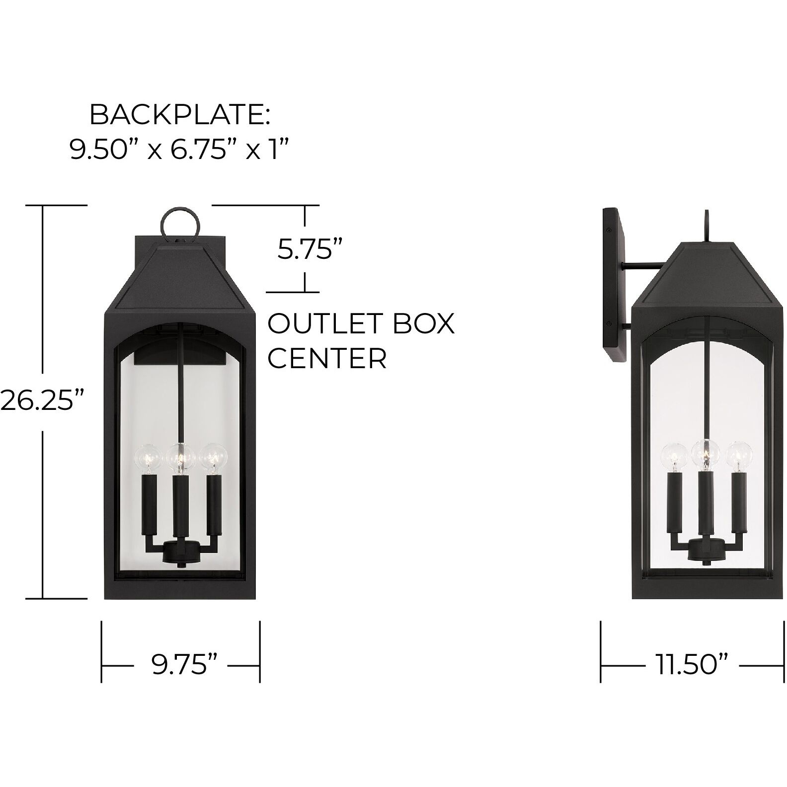 Burton 4 Light 26 inch Black Outdoor Wall Lantern