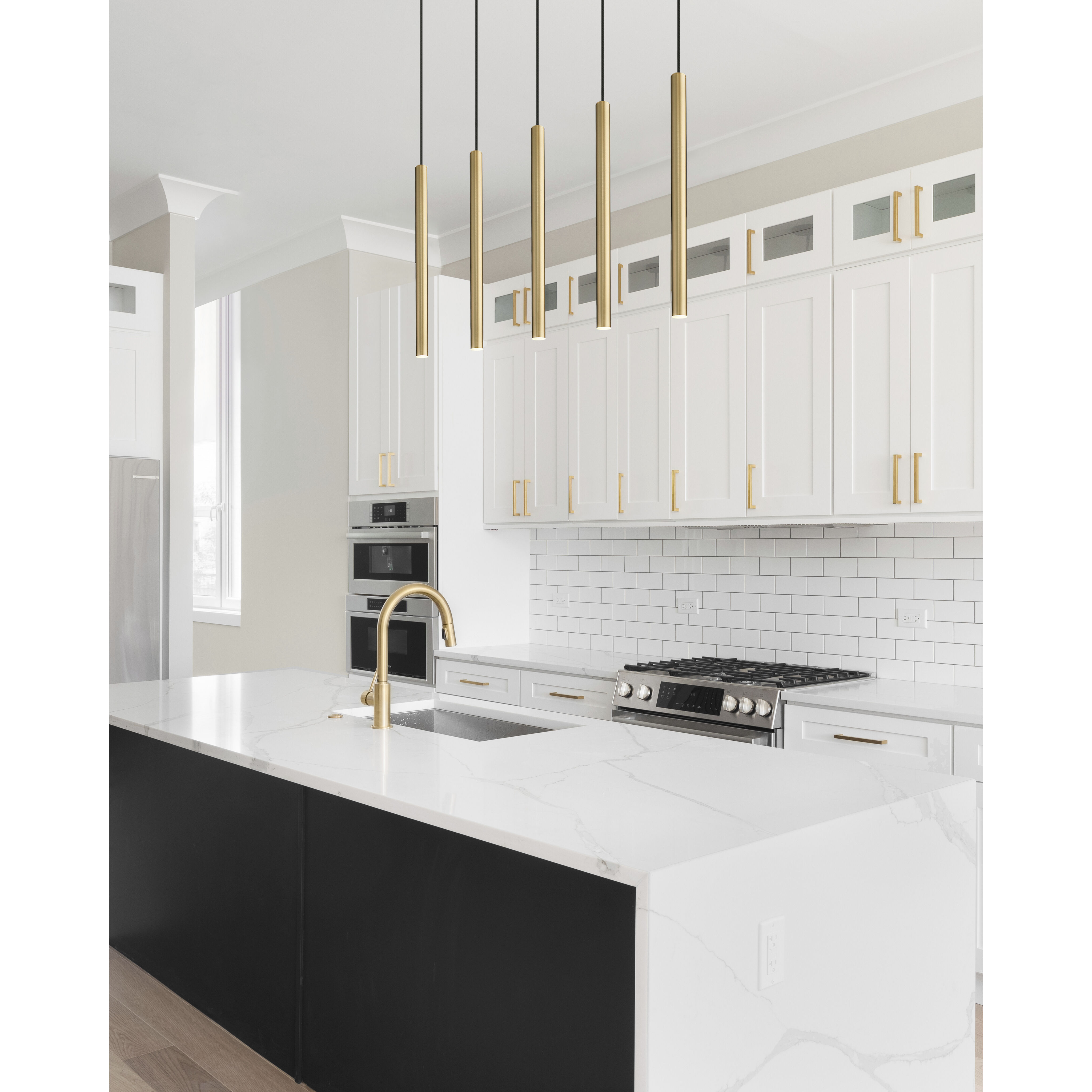 Forest Linear Chandelier Ceiling Light in Modern Gold