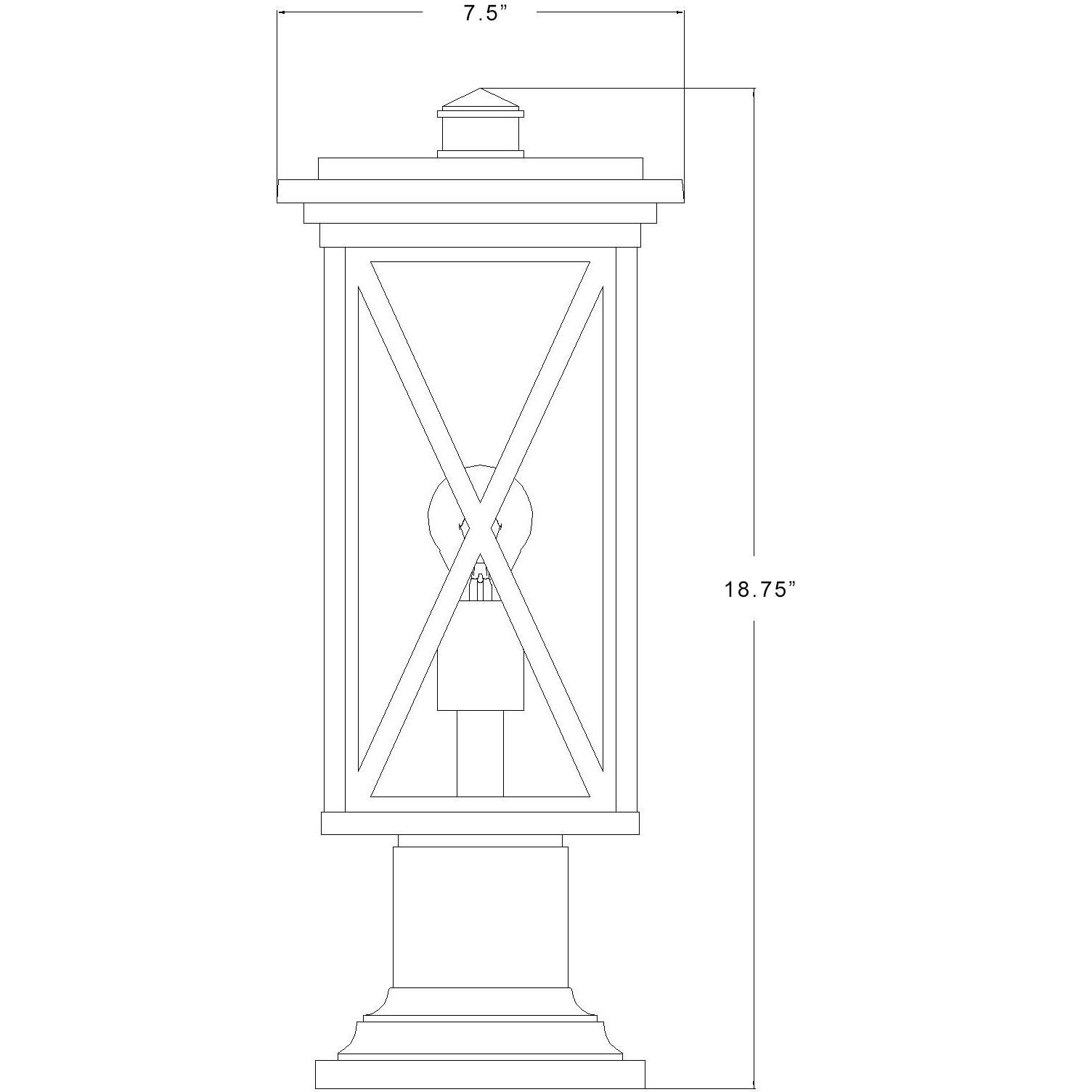 Brookside 1 Light 18.5 inch Black Outdoor Pier Mounted Fixture