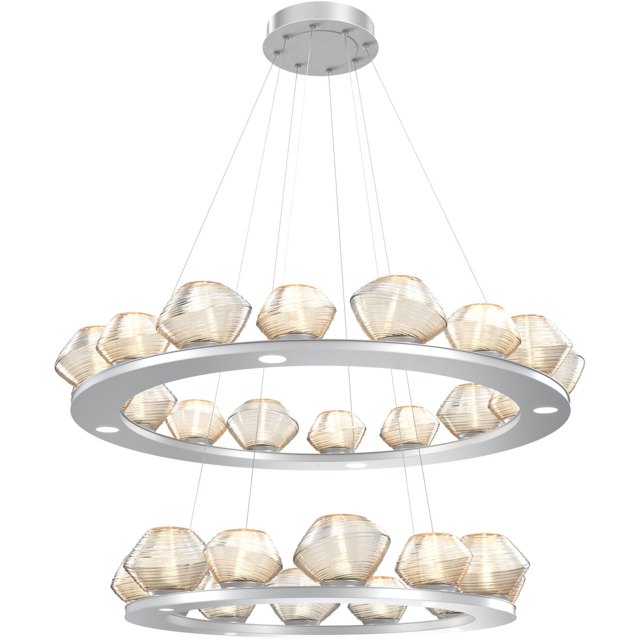 Mesa LED Classic Silver Chandelier Ceiling Light, Two-Tier Ring