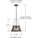 Lagmore 1 Light 13.5 inch Zinc and Wood Pendant Ceiling Light