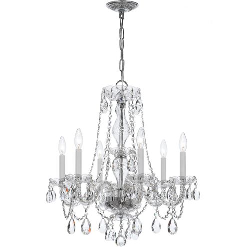 Traditional Crystal 6 Light 23 inch Polished Chrome Chandelier Ceiling Light