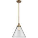 Ballston X-Large Cone 1 Light 8 inch Brushed Brass Pendant Ceiling Light in Clear Glass