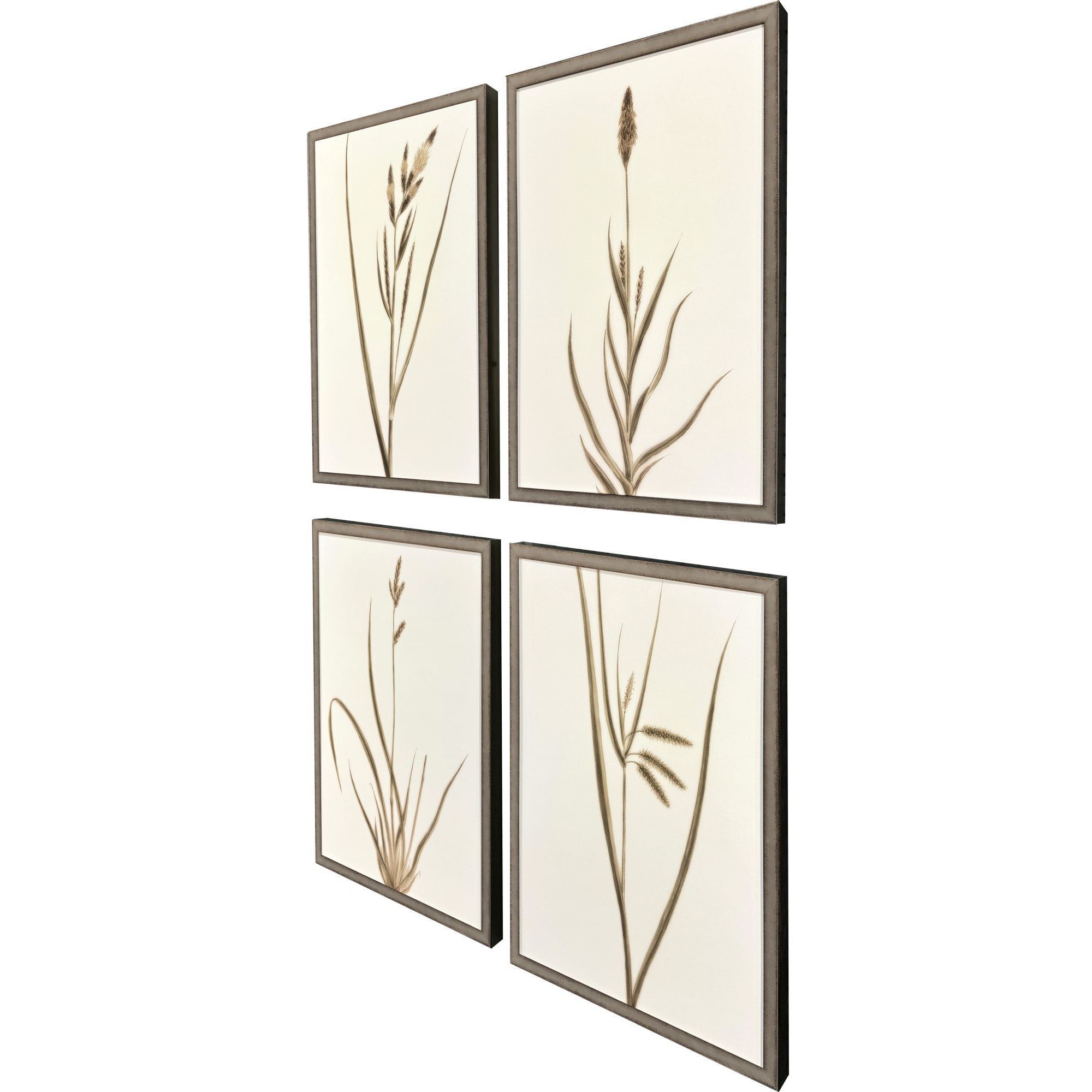 Varying Grasses Brown and Beige and Neutral Framed Art