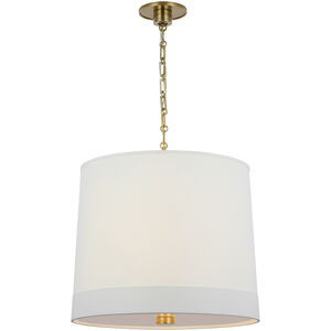 Barbara Barry Simple Banded 2 Light 24 inch Soft Brass Hanging Shade Ceiling Light in Linen