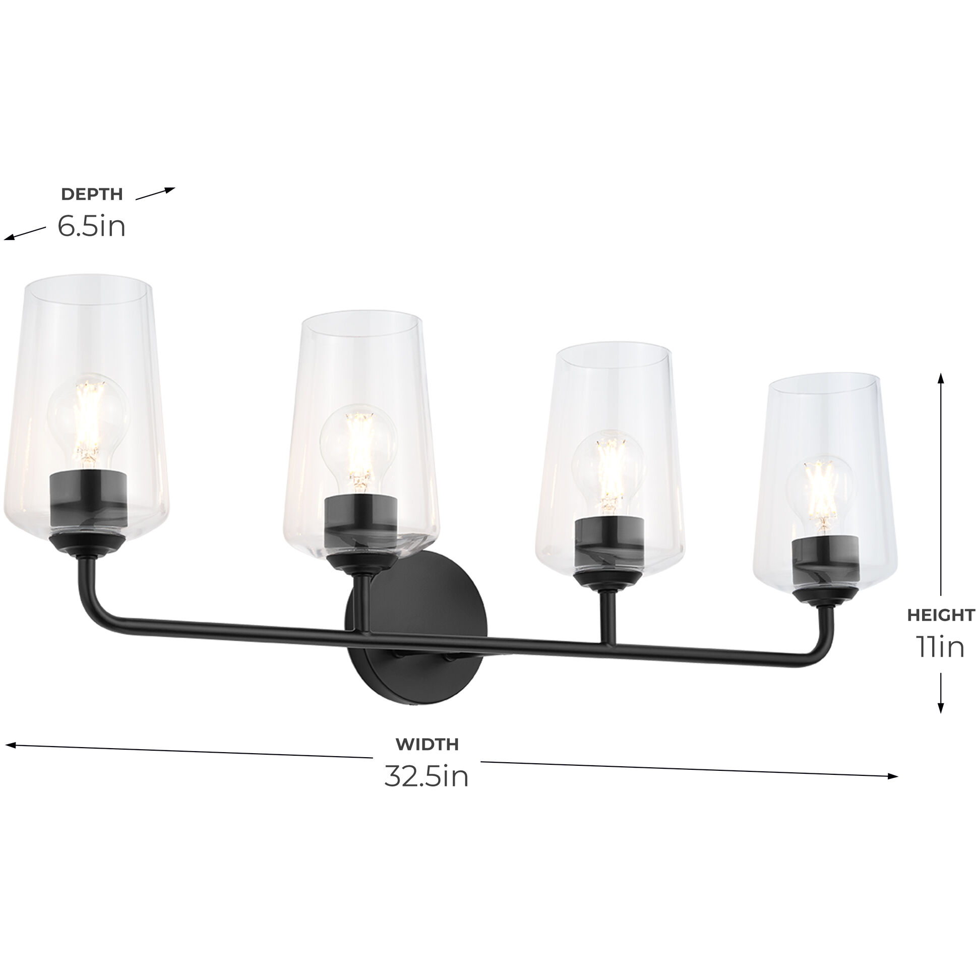 Celino 4 Light 32.5 inch Black Vanity Light Wall Light