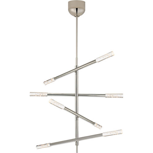 Kelly Wearstler Rousseau LED 3 inch Polished Nickel Articulating Chandelier Ceiling Light in Seeded Glass, Medium