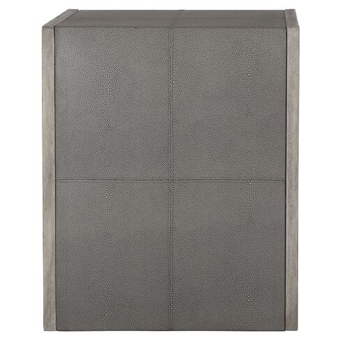Aerina 24 X 20 inch Light Gray Faux Shagreen and Aged White with Gray End Table