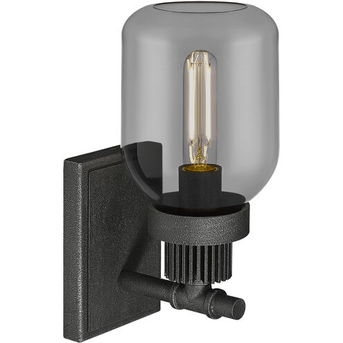 Somers 1 Light 5.5 inch Weathered Zinc Sconce Wall Light in Plated Smoke Glass