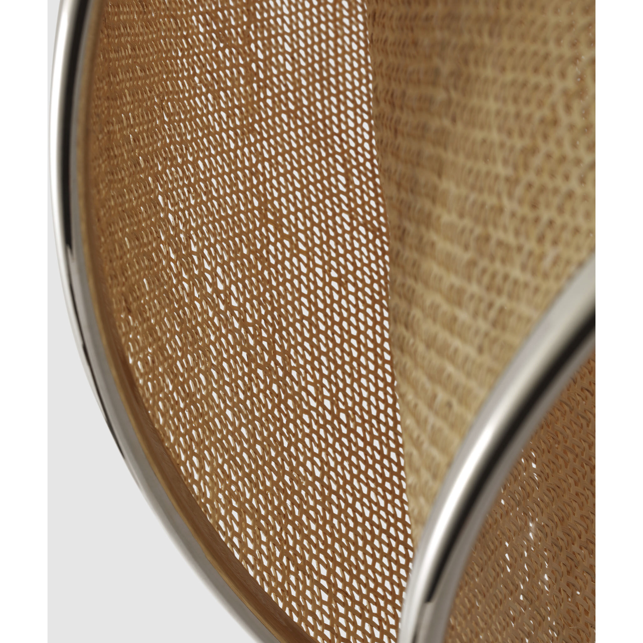 Marie Flanigan Linley LED 30 inch Polished Nickel and Natural Rattan Caning Hanging Shade Ceiling Light, Extra Large