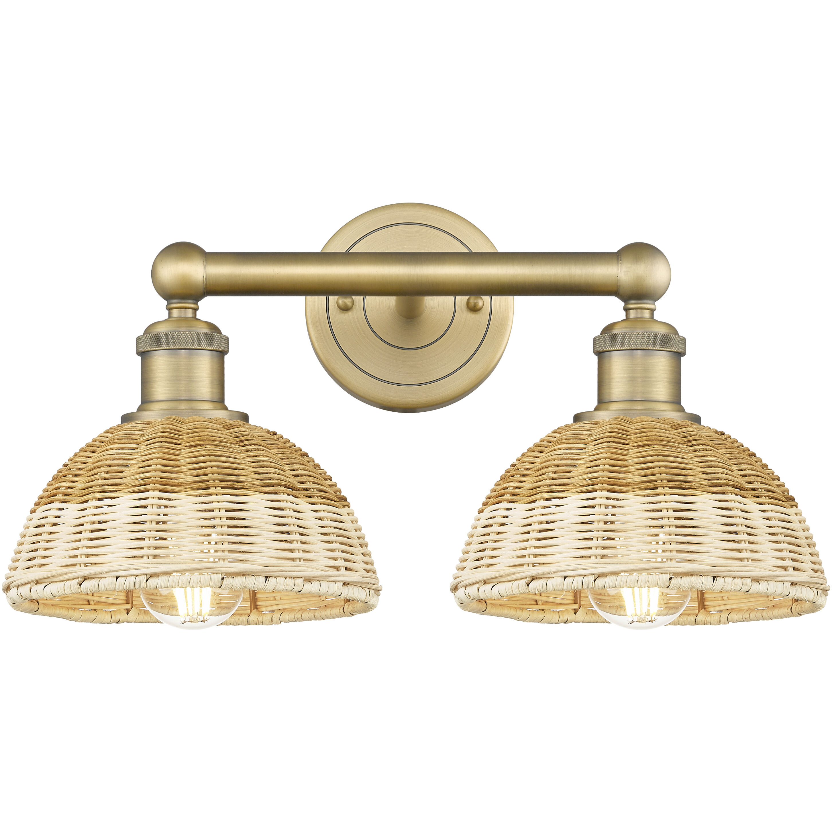 Edison Bristol Natural II 2 Light 17 inch Brushed Brass Bath Vanity Light Wall Light