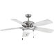 Grove 56 inch Brushed Nickel with Appliance White / Silver Blades Ceiling Fan
