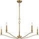 Transitional 5 Light 42 inch Natural Brass Chandelier Ceiling Light