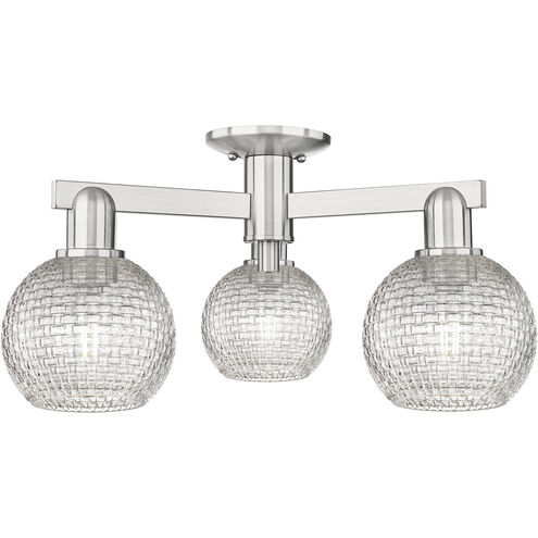 Arcadia Athens 3 Light 23.38 inch Brushed Satin Nickel Semi-Flush Mount Ceiling Light