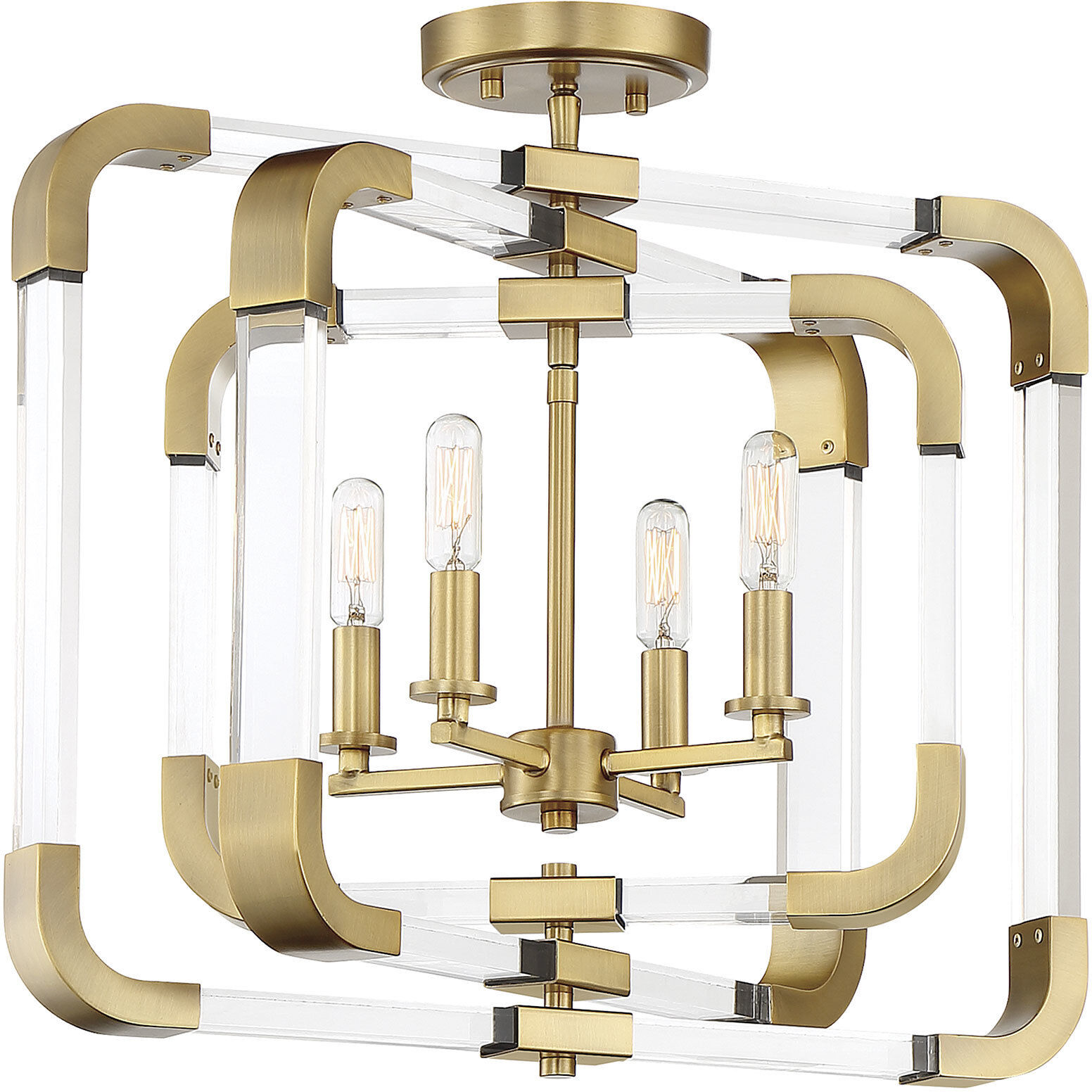Rotterdam 4 Light 20 inch Warm Brass Convertible Semi-Flush or Pendant Ceiling Light, Essentials