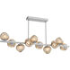 Luna LED Classic Silver Linear Pendant Ceiling Light in 3000K LED, Floret Inner - Bronze Outer, Twisted Branch