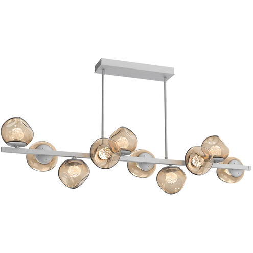 Luna LED Classic Silver Linear Pendant Ceiling Light in 3000K LED, Floret Inner - Bronze Outer, Twisted Branch