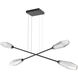 Aalto LED Matte Black Linear Multi-Pendant Ceiling Light in Clear, 2700K LED, Double Moda