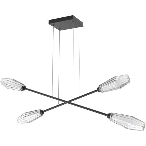 Aalto LED Matte Black Linear Multi-Pendant Ceiling Light in Clear, 2700K LED, Double Moda